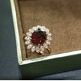 thumbnail image 4 of 2.50Ct Oval Cut Simulated Red Garnet Women's Halo Engagement Ring 14K Yellow Gold Plated, 4 of 4