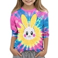 thumbnail image 2 of Girls Tie Dye Long Sleeve Shirt Bunny Rabbit Pullover Top Navy Kids Youth Sizes 3T-12,Size 9-10 T, 2 of 5