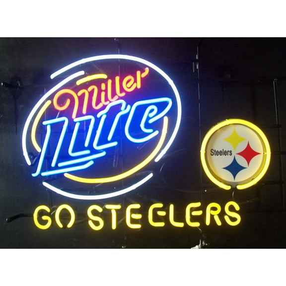 Queen Sense 20"x16" Custom Millers Lite For Pittsburghs Sports League Go Steelers Neon Sign Wall Decor Handmade Artwork Beer Pub Bar Man Cave Party Gift Neon Light W120MLLV3PSLBGS