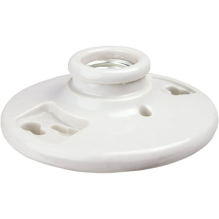 Porcelain Lampholder - 604-SP 660-Watt 250-volt Medium Base Ceiling Receptacle Lamp Holder, Porcelain, White, Made of high-strength porcelain and mounts on 4-inch.., By Eaton