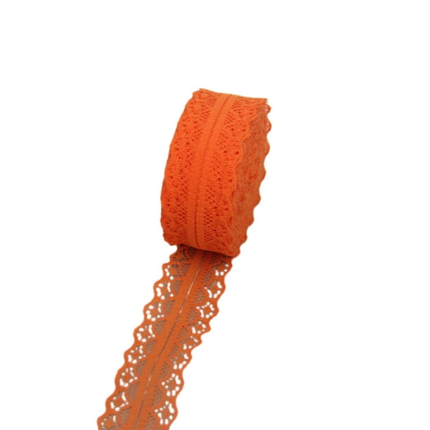 Cateissary Cinta de borde de encaje beige blanco - Cinta decorativa de moda y duradera Cinta de regalo artesanal Tela de costura y artesanía naranja oscuro
