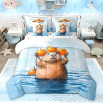 Castle Fairy Cute Capybara Bedding Comforter Set,Kawaii Animal King Bedding Sets