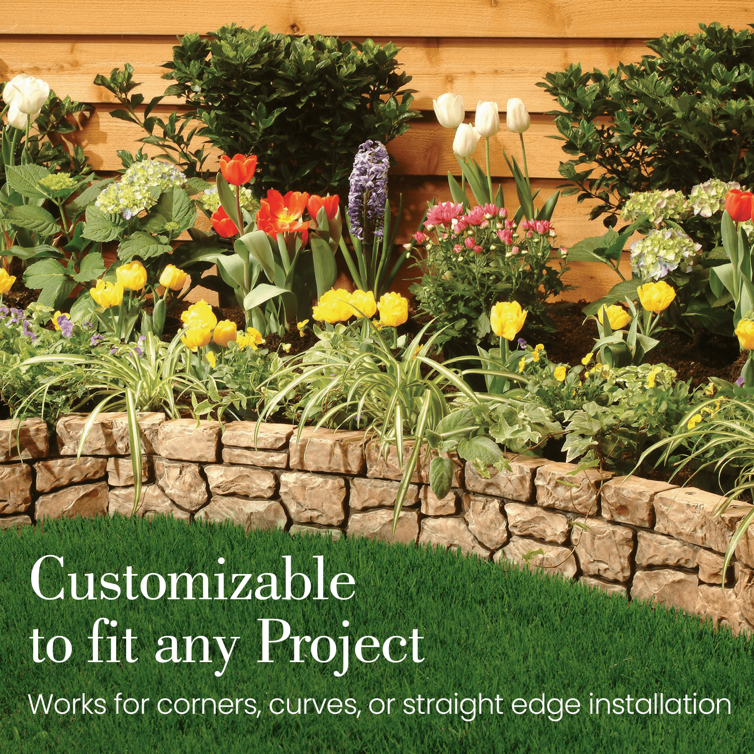 Gardeneer by Dalen Stone Wall Border Landscape Edging Border – 6 Inch Garden Edging Border – Hand Painted Easy DIY Installation Edging for Landscaping – Lightweight Realistic Design (Sandstone)