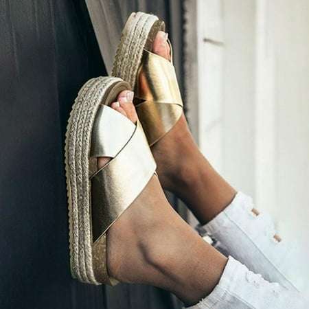 

Sandals Women Summer Slippers Platform Linen Sandals Open Toe Cool Platform Sandals