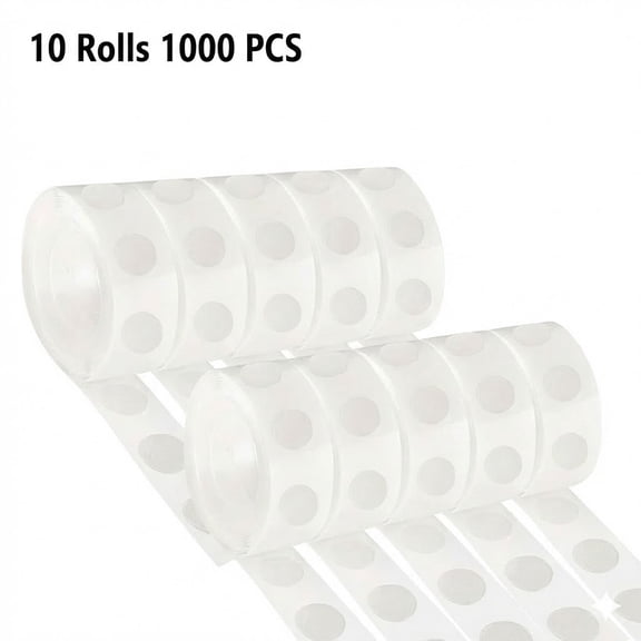YALLOVE Clear Glue Dots, 10 Rolls (1000 Dots), Double Sided, Residue-Free Removable Adhesive for Balloons, Party Decor & Craft Projects