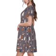 thumbnail image 2 of Easygdp Snowflake Fox para Vestido Transpirable de Mujer, Vestido Suelto de Manga Corta con Pliegues y Bolsillos para el Verano, 2 of 6