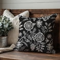 thumbnail image 5 of Jacobean Floral Throw Pillow Covers 18x18 Inch Black Vintage Cottage Outdoor Farmhouse Decorations Decorative Throw Pillows Cases Set of 2 for Home Living Room Couch Decor, 5 of 6