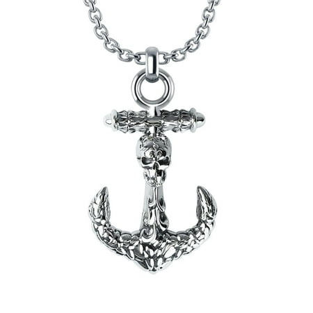 Three-Dimensional Anchor Necklace with Skull and Classic Texture