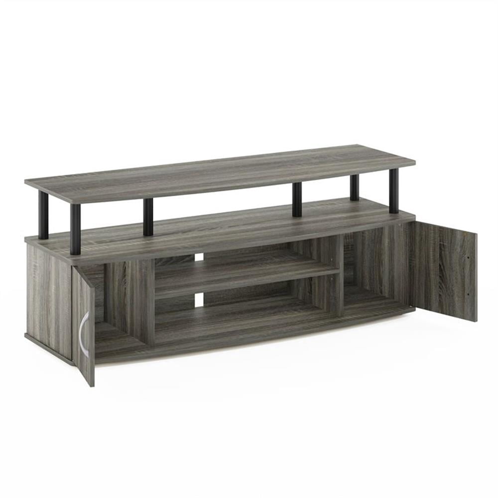 Furinno JAYA Large Entertainment Center Hold up to 55-IN TV, French Oak Grey/Black