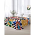 thumbnail image 5 of Colorful Boho Twim XL Size Flat Sheet, Wrinkleproof & Fadeproof Cooling Flat Bed Sheet Only, Watercolor Abstract Geometric Breathable Soft Bedding Top Sheets 66 x 102 Inches, 5 of 8