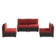 thumbnail image 5 of Grezone 4 Pieces Patio Furniture Set, All Weather Outdoor Sectional PE Rattan, Patio Conversation Sets with Cushions and Glass Coffee Table for Garden Lawn Balcony Porch Deck, Red, 5 of 6