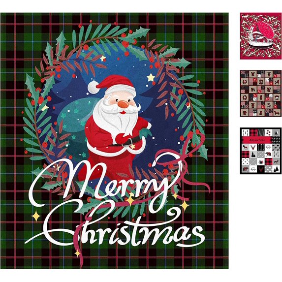 Fluffy Green Christmas Buffalo Plaid Throw Blanket for Bed Couch Sofa Chair, Cute Personalized Santa Themed Gift for Family Friends (Adult/Twin 60x80 Inches)
