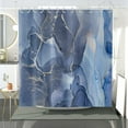 thumbnail image 2 of Blue Marble Shower Curtain, Blue Mixed Gold Crack Marble Texture Modern Luxury Bathroom Curtain for Bathtub Decor Waterproof Fabric Machine Washable with 12 Hooks, 2 of 6
