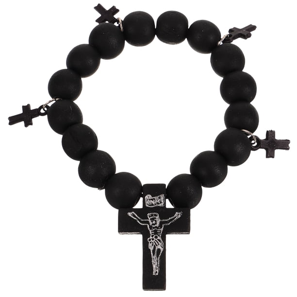 Pulsera cruzada Cuentas de madera Pulsera elástica con cuentas Joyería de mano cruzada Pulsera de joyería de muñeca