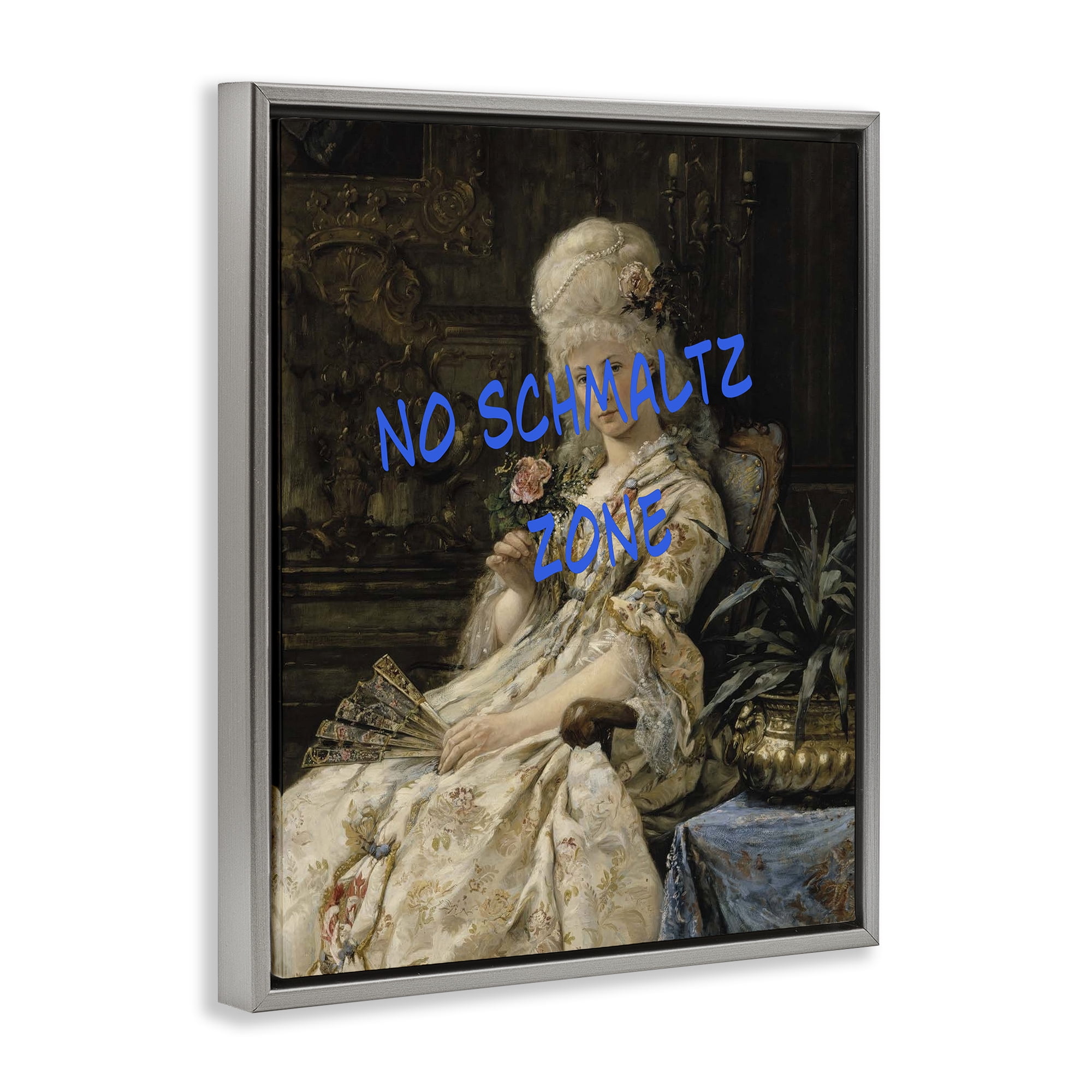Stupell Industries Iconic No Schmaltz Zone Gray Framed Floater Canvas Wall Art, design by Grotto Studios