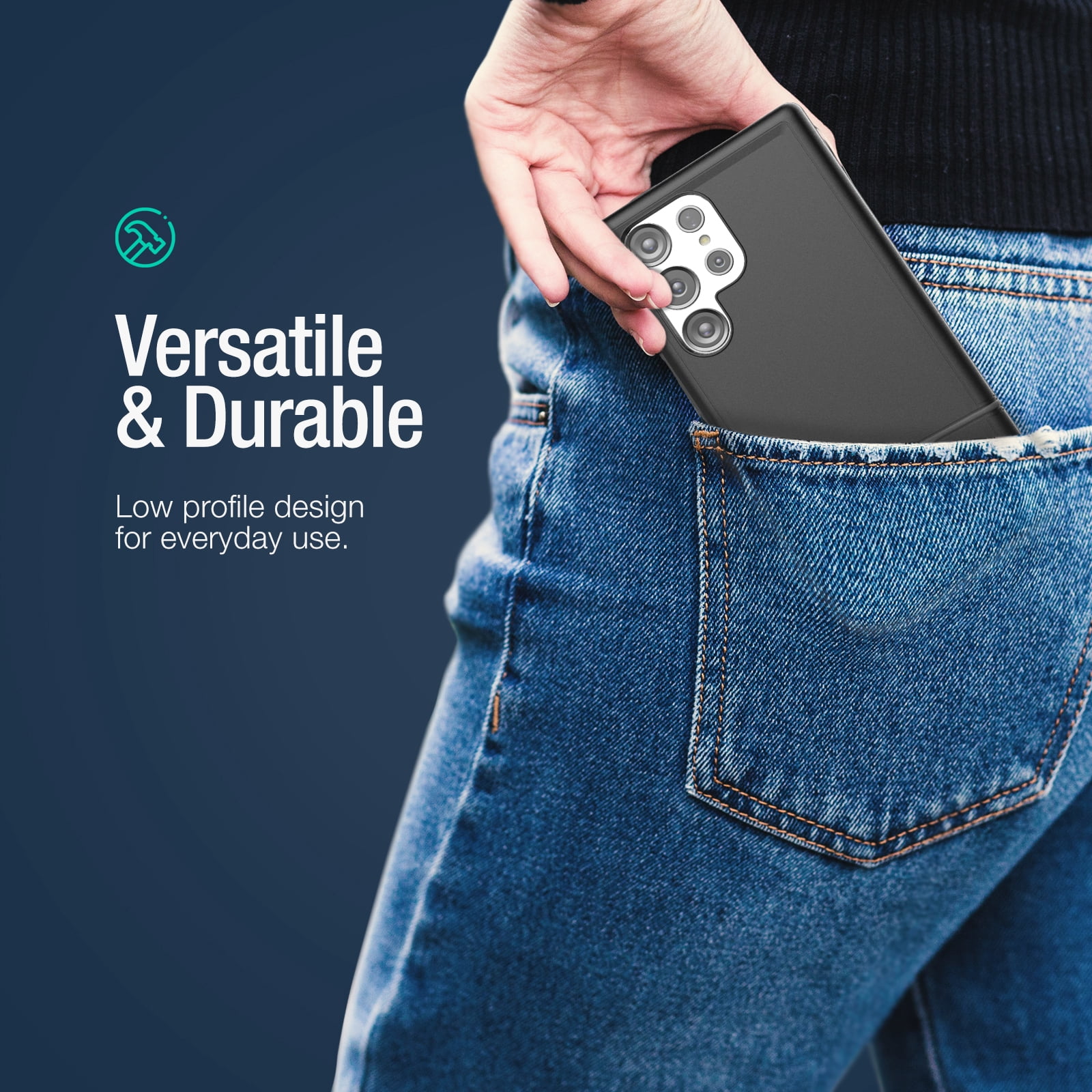 Encased Rebel Designed for Samsung Galaxy S24 Ultra Case (2024) Protective Phone Case (Black)