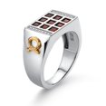 thumbnail image 4 of Gem Stone King Red Garnet and White Lab Grown Diamonds Ring for Men | 10K Yellow Gold and 925 Sterling Silver | 1.27 Cttw| Size 13, 4 of 5