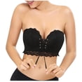 thumbnail image 1 of Gibobby Conjunto de lencería Sujetador Stealth sin tirantes de encaje sólido para mujer Sujetador de alambre Sujetador de vendaje Ropa interior(Negro, CH), 1 of 5