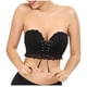 thumbnail image 1 of Gibobby Conjunto de lencería Sujetador Stealth sin tirantes de encaje sólido para mujer Sujetador de alambre Sujetador de vendaje Ropa interior(Negro, CH), 1 of 5