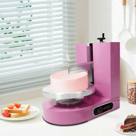 Cake Decorating Machine with 200W Pure Copper Motor, Adjustable Horizontal & Vertical Knives, LCD Display, Efficient Cream Smoothing for 4-12 Inch Cakes
