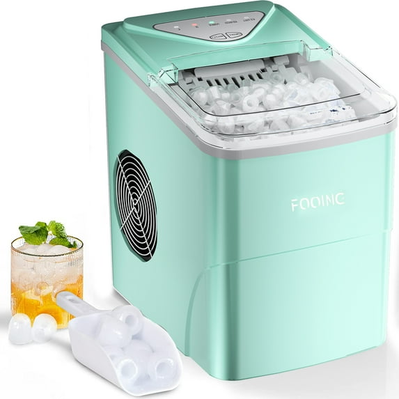 Fooing Countertop Ice Maker, 26 lbs Refrigerator Self Cleaning with Ice Bag