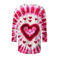 thumbnail image 5 of Goodeals Valentine's Day T Shirts Womens Tie Dye Cute Heart Love Graphic Tees 3/4 Sleeve Tunic Tops Loose Crewneck Valentine's Day Heart Tshirts(Pink,L), 5 of 5