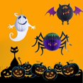 thumbnail image 3 of Juego de 3 linternas de papel con forma de araña y murciélago fantasma para Halloween, 3 of 5
