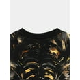 thumbnail image 5 of 1 piece MenCasual crew neck T-shirt, black and gold oil tiger print, polyester Knitting fabric, slightly stretchy, short-sleeved pullover shirt, suitable for daily and weekend wear, 5 of 6
