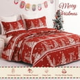 thumbnail image 6 of Exclusivo Mezcla Christmas Quilt Set Queen Size Bedding Set, Reversible Rust Red Striped Bedspreads or Coverlets with Christmas Trees Snowflakes Pattern, 6 of 6