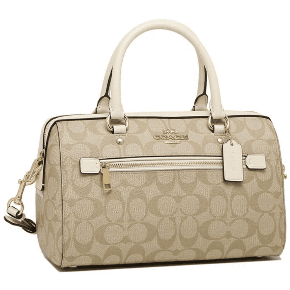 Coach COACH Signature Canvas Rowan Satchel Handbag Purse Khaki Chalk