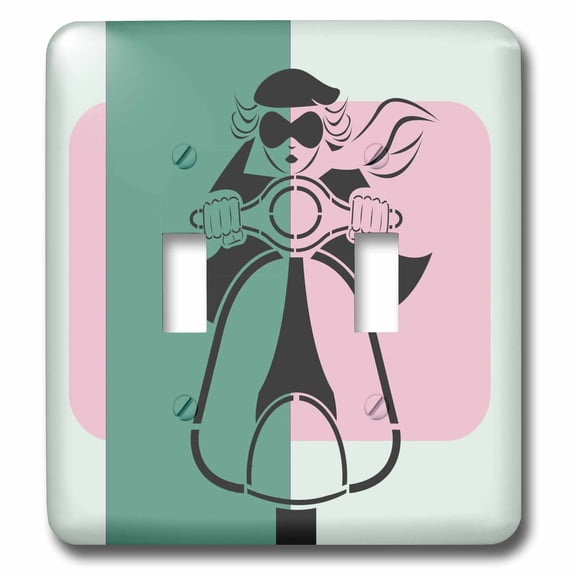 3dRose, Mod Scooter Girl, double toggle switch