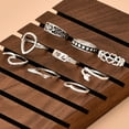 thumbnail image 3 of PVCS Women Bohemian Vintage Silver Stack Rings Above Knuckle Blue Rings Set, 3 of 6