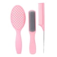 thumbnail image 2 of Hair Brush Set, Carbon Fiber Comfortable Using Hair Comb Set Heat Static Resistant Hair Dressing Hair Styling  For Hair Salon For Household Pink Box Packed, 2 of 8