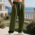 thumbnail image 6 of Havenx Sweatpants for Men Straight Wide Leg Drawstring Jogging Pants with Pockets Elastic Waist Open Bottom Sweatpants Gym Lounge Athletic Workout Fall Winter Pant,Camouflage Green L, 6 of 9