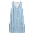 thumbnail image 3 of zbxnLI Womens Striped Dress V Neck Sleeveless Mini Dresses with Pockets Summer Vacation Casual Loose Sundress, 3 of 7