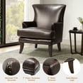 thumbnail image 5 of Vegan Leather Accent Chair Modern Upholstered Lounge Armchair Home Living Room Brown, 5 of 8