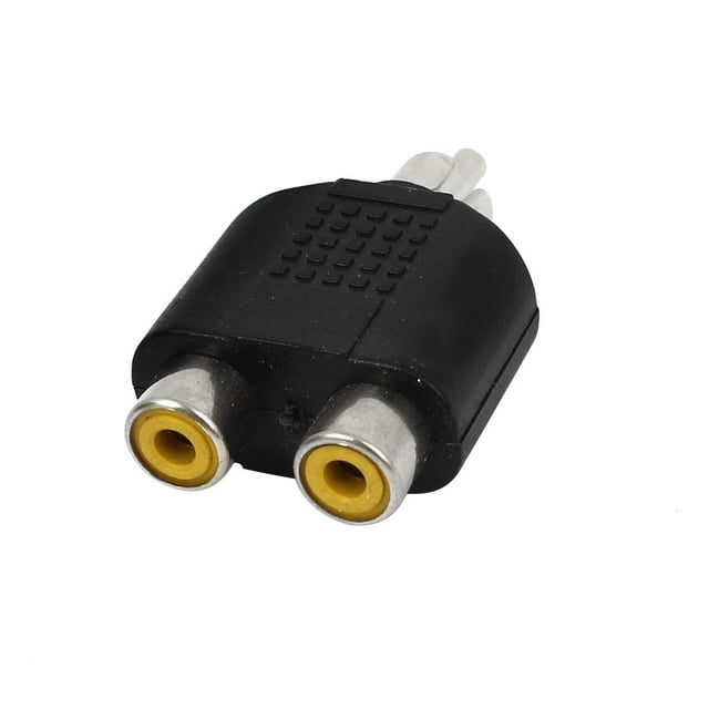 Unique Bargains Dual RCA Phono Female Socket to 1 x RCA Male Audio Adapter Connector