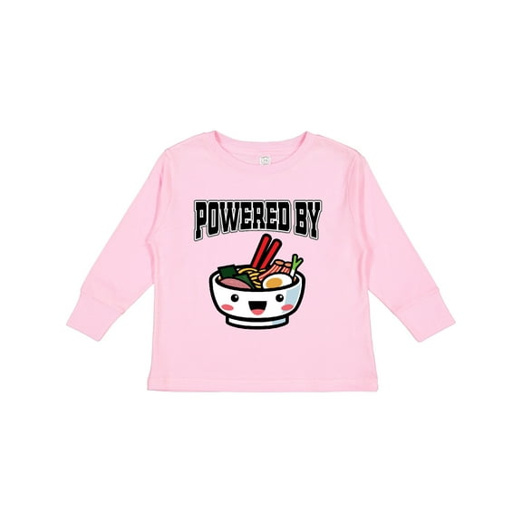 Inktastic Powered By Ramen Cute Noodles Boys or Girls Long Sleeve Toddler T-Shirt