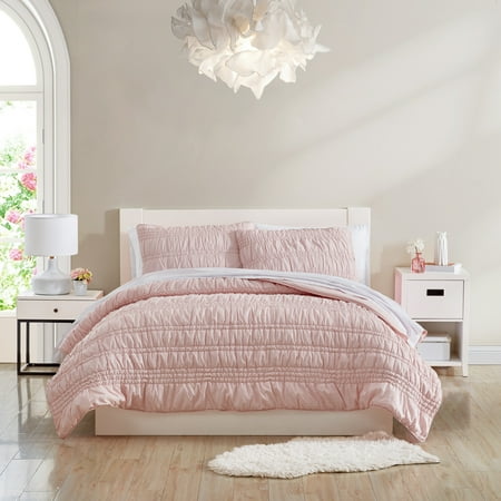 Poppy & Fritz Scrunch Stripe Pink Full/Queen Quilt Set