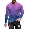 thumbnail image 2 of Wrtxtat Ombre Tops for Men Casual Tie Dye Gradient Print Long Sleeve Overszied Crewneck Pullover Sweatshirts Big and Tall Regular Fit Athletic Workout Tees Shirt Purple#01 XL, 2 of 5