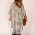 thumbnail image 4 of Women Fringe Sheer Knit Beach Cover Up Lightweight Resort Swimwear Top,Khaki,One Size, 4 of 5