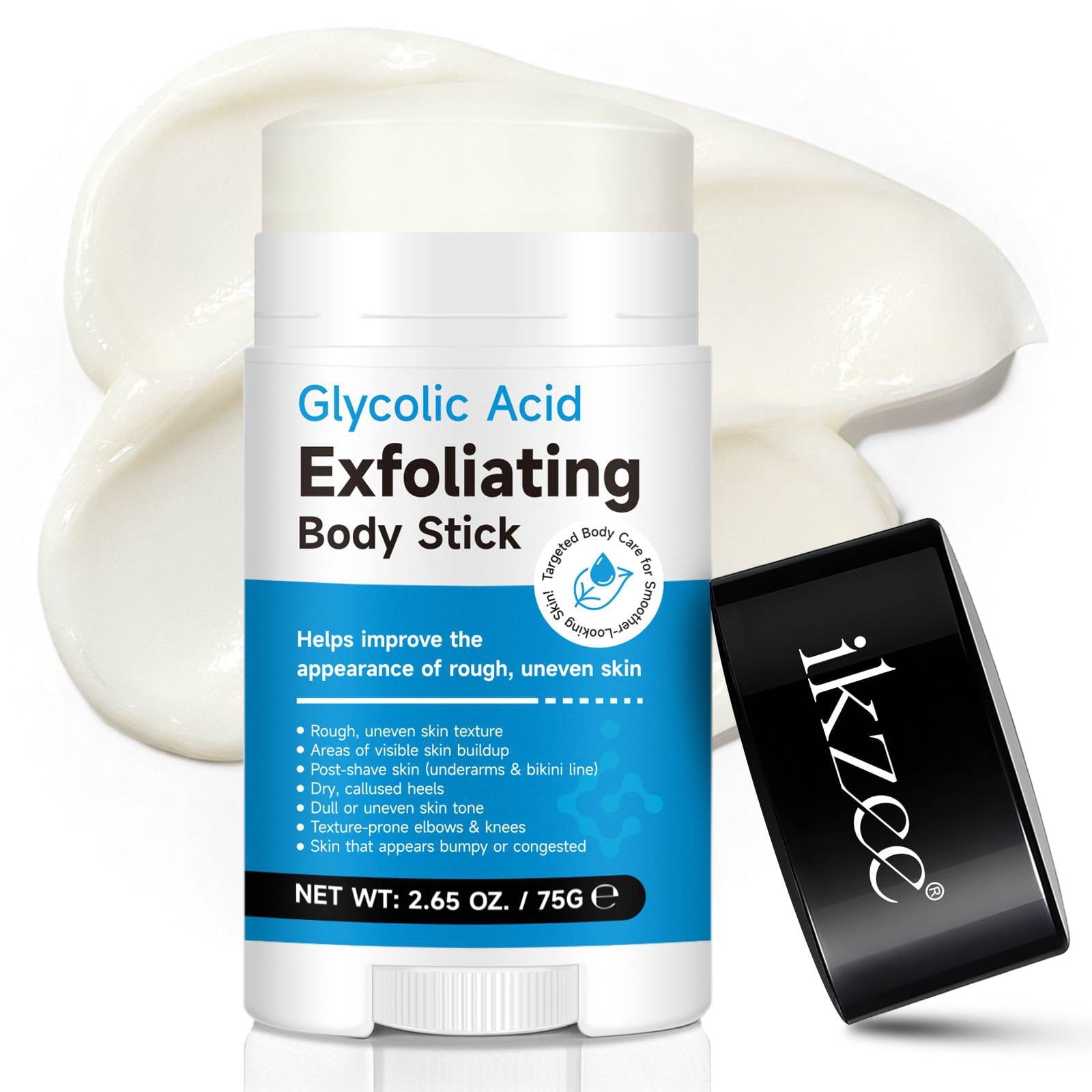 Glycolic Acid Exfoliating Body Stick with 10% Shea Butter, Dual Action Exfoliating & Moisturizing Care, 75g