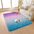 thumbnail image 3 of Lochas Gradient Fluffy Shag Area Rug Fuzzy Tie Dye Colorful Bedside Carpet Plush Rugs for Baby Nursery Bedroom Living Room Home Decor,4'x6',Blue/Purple, 3 of 8