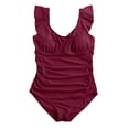 thumbnail image 4 of Vedolay Swimsuit Women's Ruffle One Piece Swimsuit Cutout Monokini Tummy Control Swimwear Bathing Suits,Red XXL, 4 of 5