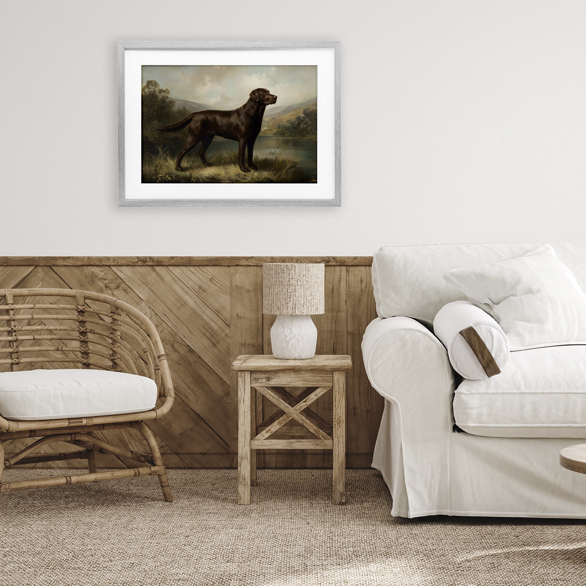 Stupell Industries On Alert Hunting Dog Gray Framed Print Under Glass, design by Petal Prints Design