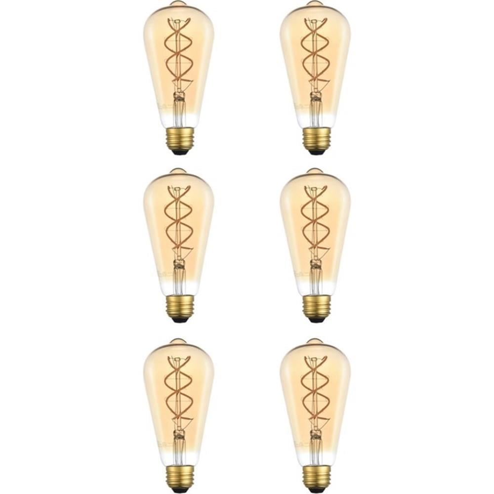 Elitco Lighting Nostalgic 6W 2000K Decorative Helix LED Light Bulb (Set of 6)