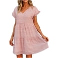 thumbnail image 6 of TIHLMK Summer Dress for Women Women Fashion Summer Print Short Sleeve V-Neck Casual Knee-Length Dress, 6 of 8