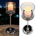 thumbnail image 3 of Sliver Hurricane Candle Holders, 1 Pcs Tall Windproof Candle Holders, Metal Stand for Table Centerpiece, Outdoor Indoor Wedding Party Holiday Decor, Home Dining, Candles Not Included, 3 of 5