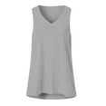thumbnail image 4 of Fshinging Women Summer V Neck Tank Tops Solid Color Sleeveless Vest Shirt Loose Tunic Blouse Casual Cami Top, 4 of 4