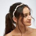 thumbnail image 3 of Unique Bargains Rhinestone Vintage Wavy Headband Faux Pearl Headband Women Hairband Pink, 3 of 7